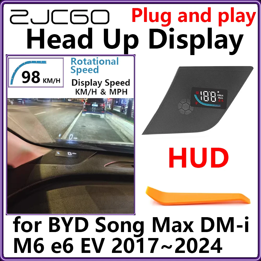 

ZJCGO Hidden HUD Head Up Display Car Projector Plug and Play Display Rotational Speed for BYD Song Max DM-i M6 e6 EV 2017~2024