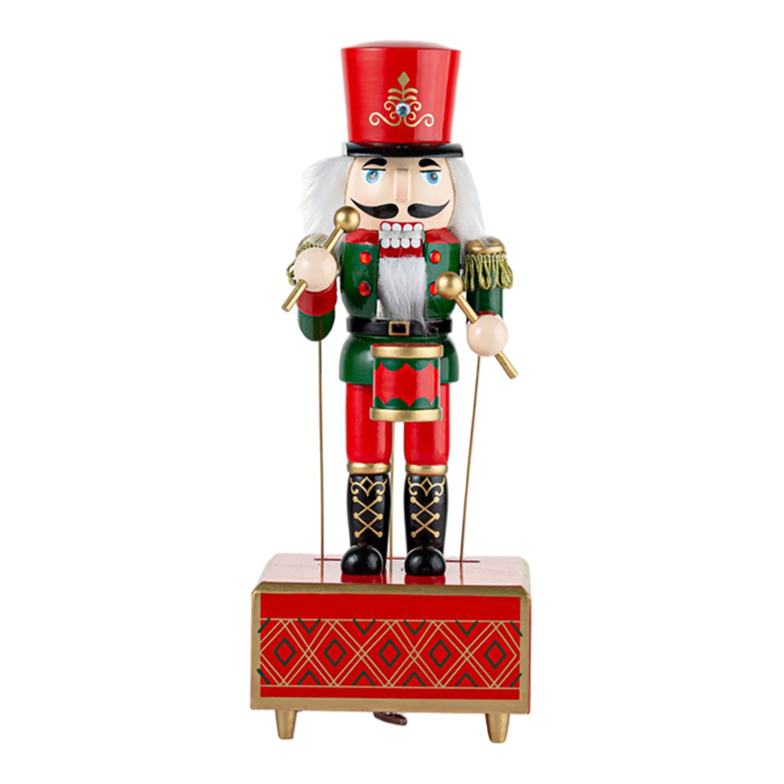 32cm Nutcracker Music Box Wooden King Soldier Nutcrackers Wind up Music Box for Home Christmas Decoration New Year Gifts