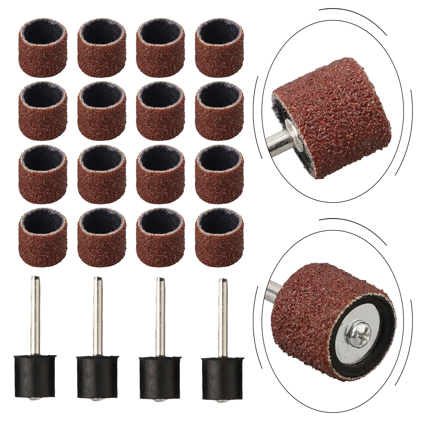 25Pcs Sanding Drum Kit Sanding Drum Ring With Rod Abrasive Rotary Grinding Head 40-320 1/2inch Sandpaper Tools For Woodworking