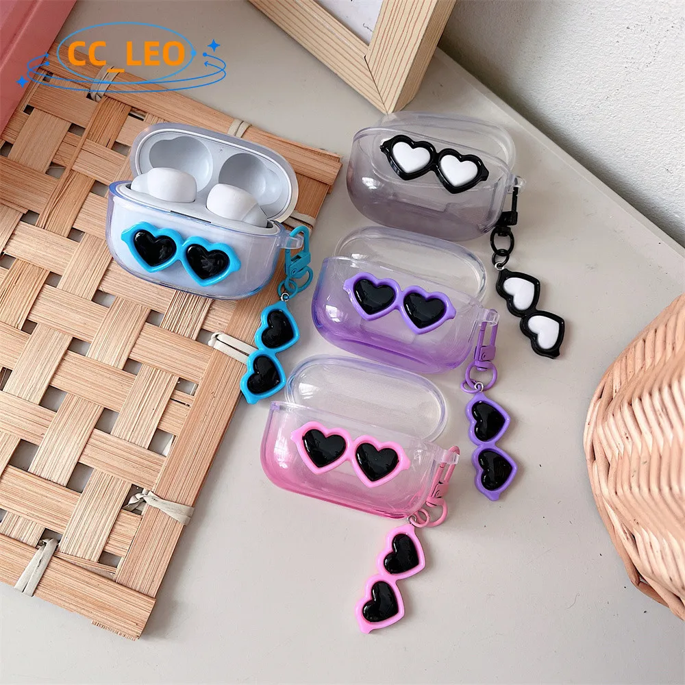 For Sony LinkBuds S Clear Soft Case Cute Lanyard Pendant Sony WF-LS900N Protective Cover Transparent Case Cartoon Love Pendant