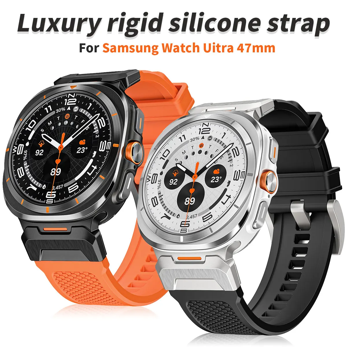 

Silicone stainless steel strap for Samsung Galaxy Watch Ultra 47mm Men's Sports strap for Galaxy Ultra No Gap high-end bracelet