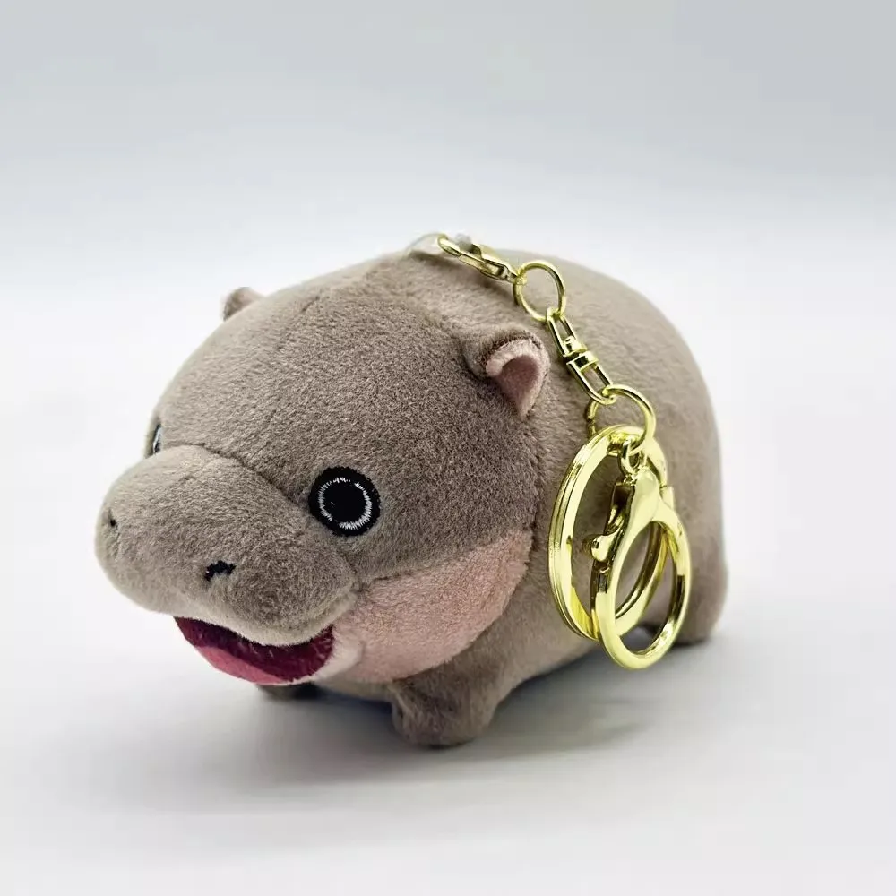 Moo Deng Cartoon Plush Keychain Bag Pendant The Hippo Plush Doll Key Chain Cute Pygmy Hippopotamus Bouncy Pig Plush Doll Bag