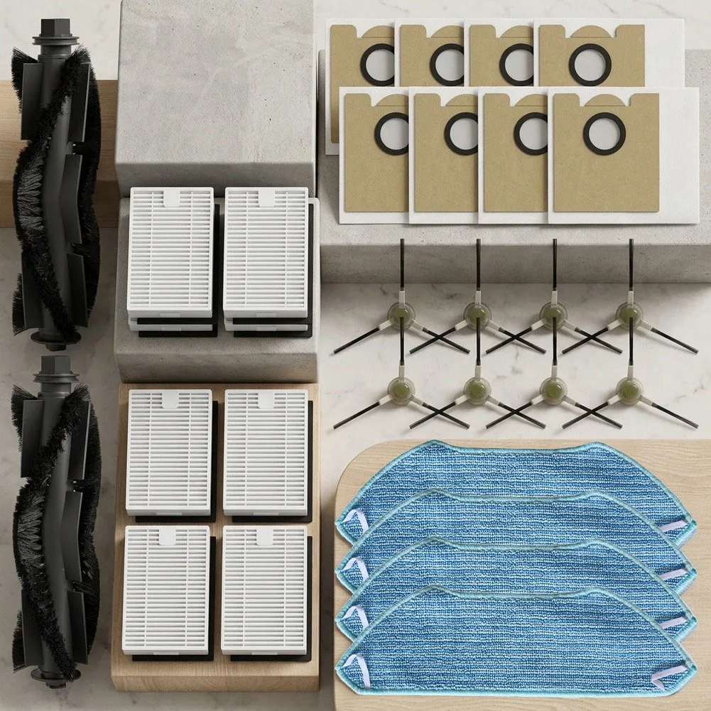 1 Set 2 Roller Brushes 8 Side Brushes 8 HEPA Filters 4 Mop Pads Accessories Kit For Lefant M2 Plus Plus Vacuum Cleaner