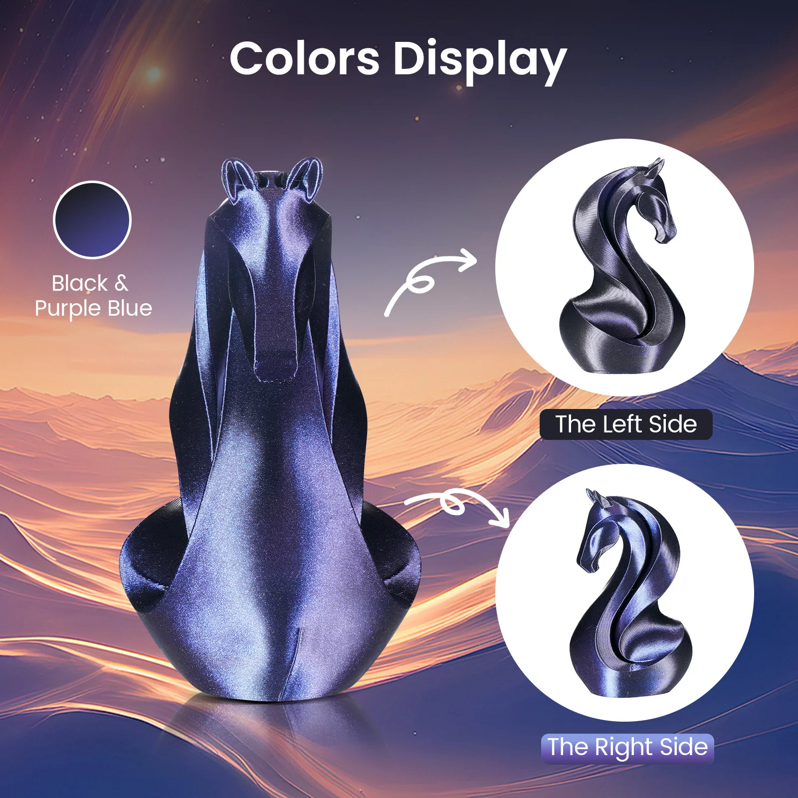 ERYONE 1KG Burnt Dual Color PLA Filament 3D Printer 1.75mm +/- 0.03mm, Glitter PLA Filament 1KG/Spool