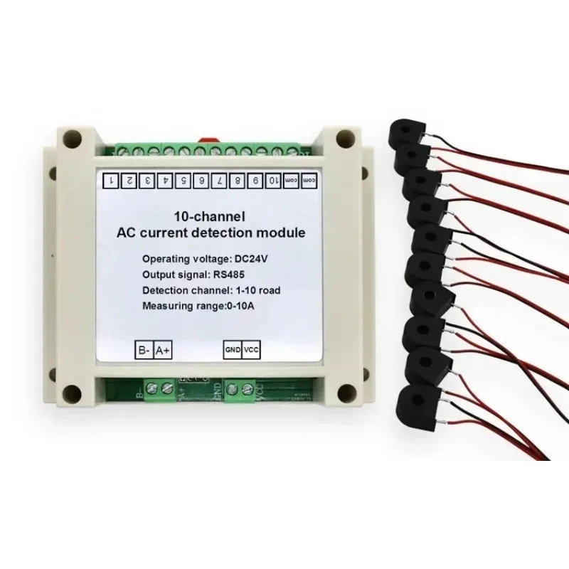 

LOGOELE 10-Channel AC Current Transmitter - 485 Output Sensor Full-Range Real-Time Acquisition Detection Module