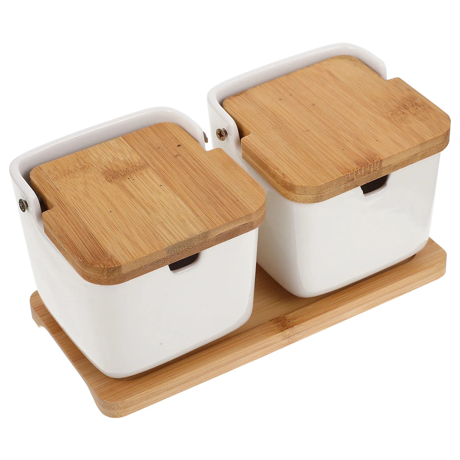 

Seasoning Containers Ceramic Square Spice Box Kitchen Salt Pepper Sugar Storage Large Capacity Easy Clean