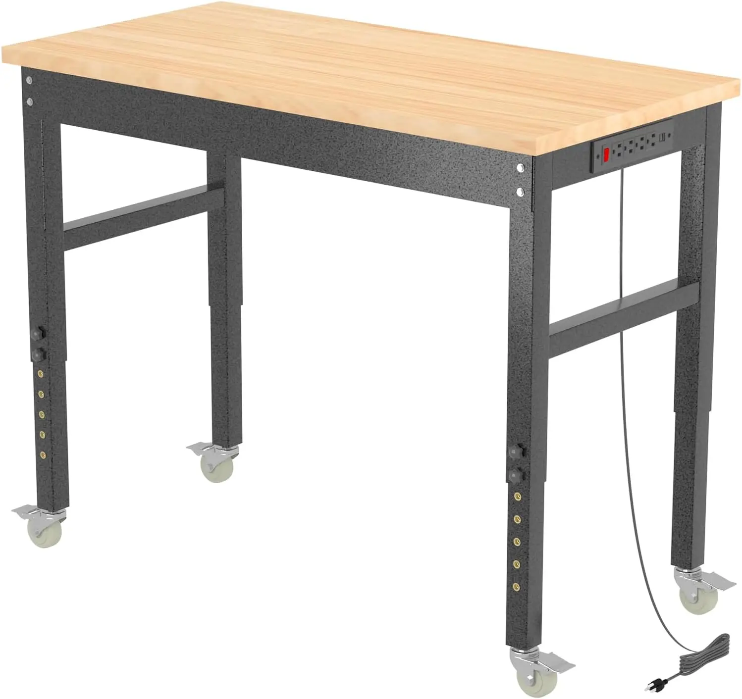 Workbench Rubber Wood Top Heavy-Duty Workstation,3000 LBS Load Capacity 48