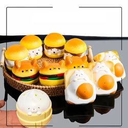 Funny Soft Animal Food Stress Relief Toys New Novelty Bear Burger Holiday Party Decoration Slow Rising Squeeze Toys Kids Gifts