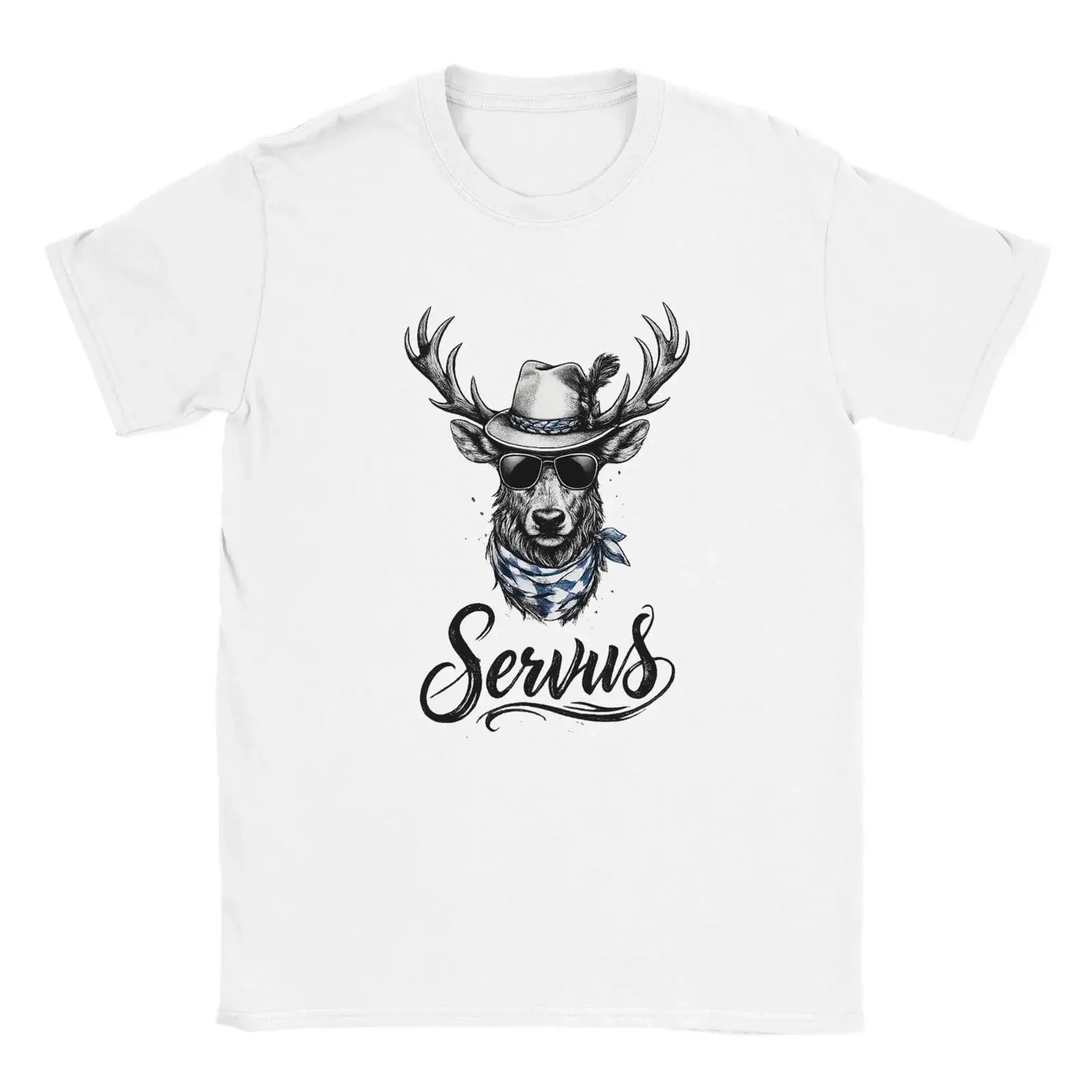 Servus Hirsch Sunglasses Bavaria Alps Design T Shirt vintage Washed Breathable Slightly graphic Unisex Comfortable Casual homme