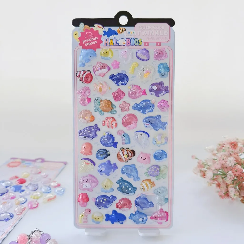 ثلاثية الأبعاد الحيوان البحرية تنقش كريستال ستيريو الأسماك ملصقات (4 قطع) DIY بها بنفسك Guka لوازم الشارات الزخرفية متجر عوالم أنيمي #6