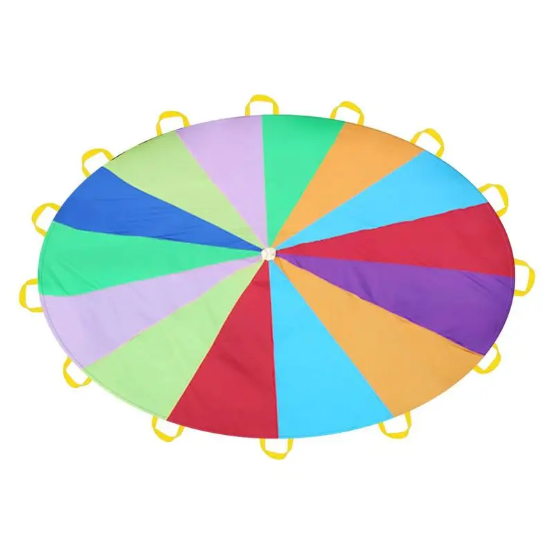 Play Parachute With Handles Cloth Parachute Toys For Kids Diameter 6.56/9.84 Ft Rainbow Color Parachute Toy Tent Group Team Toy