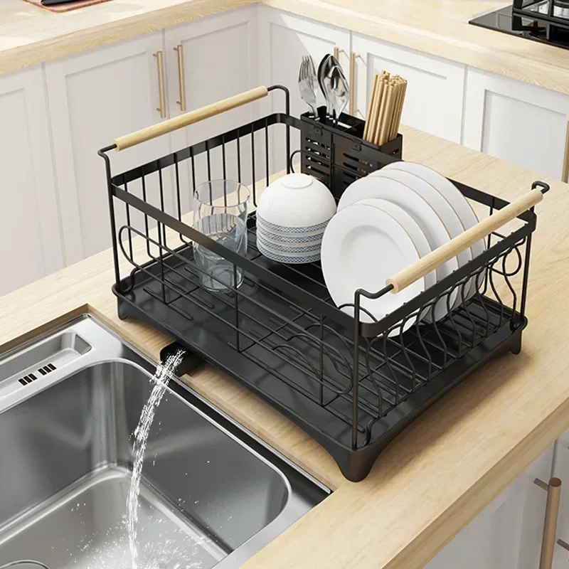 Stainless steel sink drain rack kitchen shelves 2-story supplies storage sink dish rack dish drainer accessories organizer