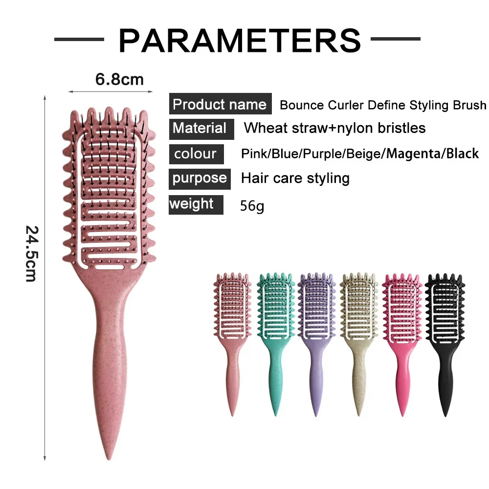 

Curl Define Styling Brush Hollow Out Detangling Hair Brush Tangled Wet Curly Hair Comb Shaping Curls Barber Hairdressing Tools