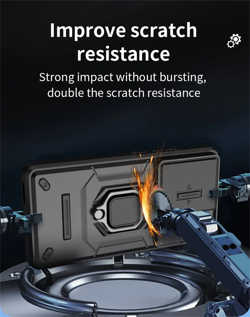 For Xiaomi Redmi Note 13 Pro 4G Case Armor Slide Camera Lens Protection Cover For Redmi Note13 Note 13Pro 4G Ring Stand Cases image 5