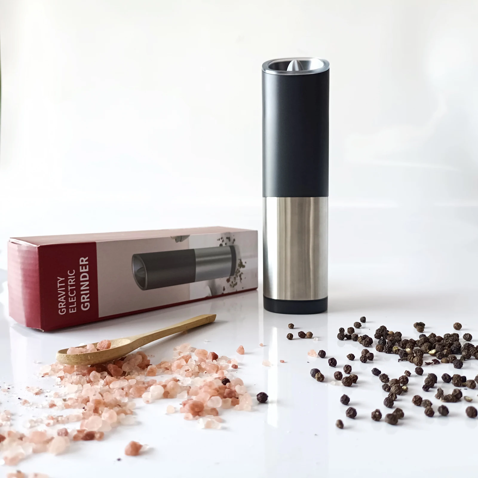 

Electric Pepper Grinder Stainless Steel Salt And Pepper Grinder Battery Powered Adjustable Coarseness Spice Mill Kitchen Tool