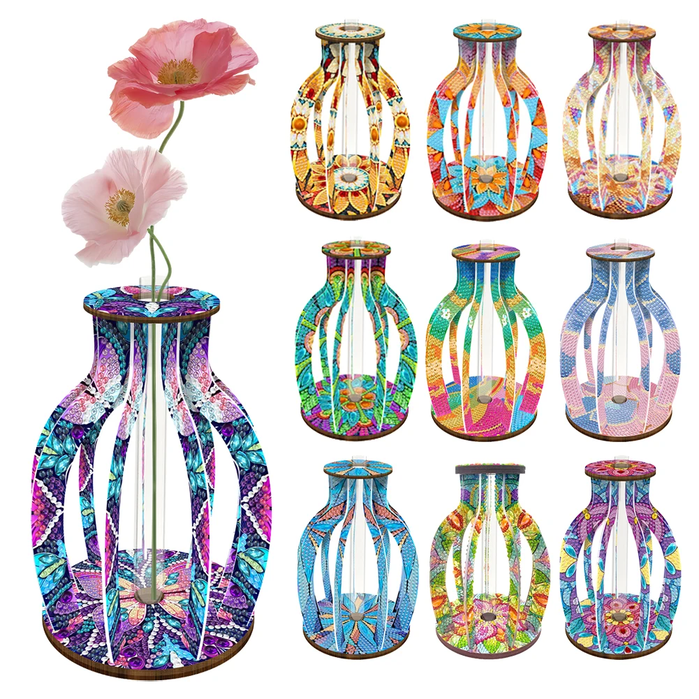 5D DIY Diamant Malerei Blumenvase Schreibtisch Ornament Kristall Vase Blume Stickerei Strass Home Tabletop Decor Kreuzstich Kit