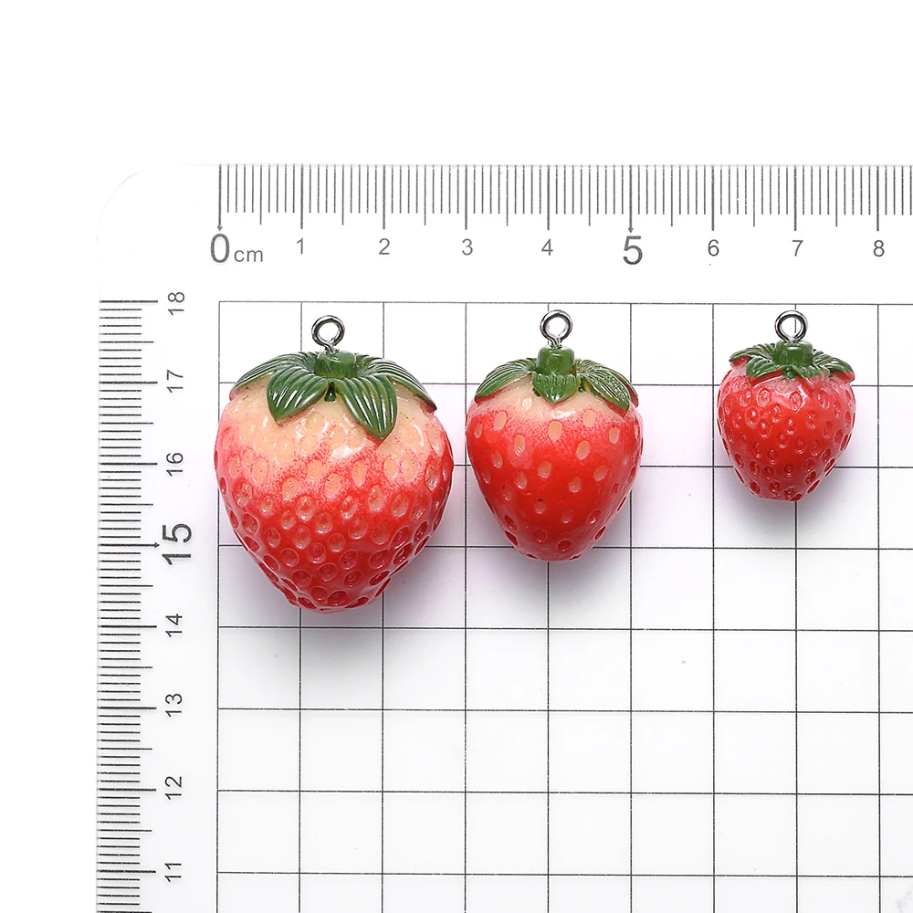 5pcs 5 Size Strawberry Charms Red Resin Charms Pendant For Jewelry Making Supplies DIY Earring Necklace Accessories