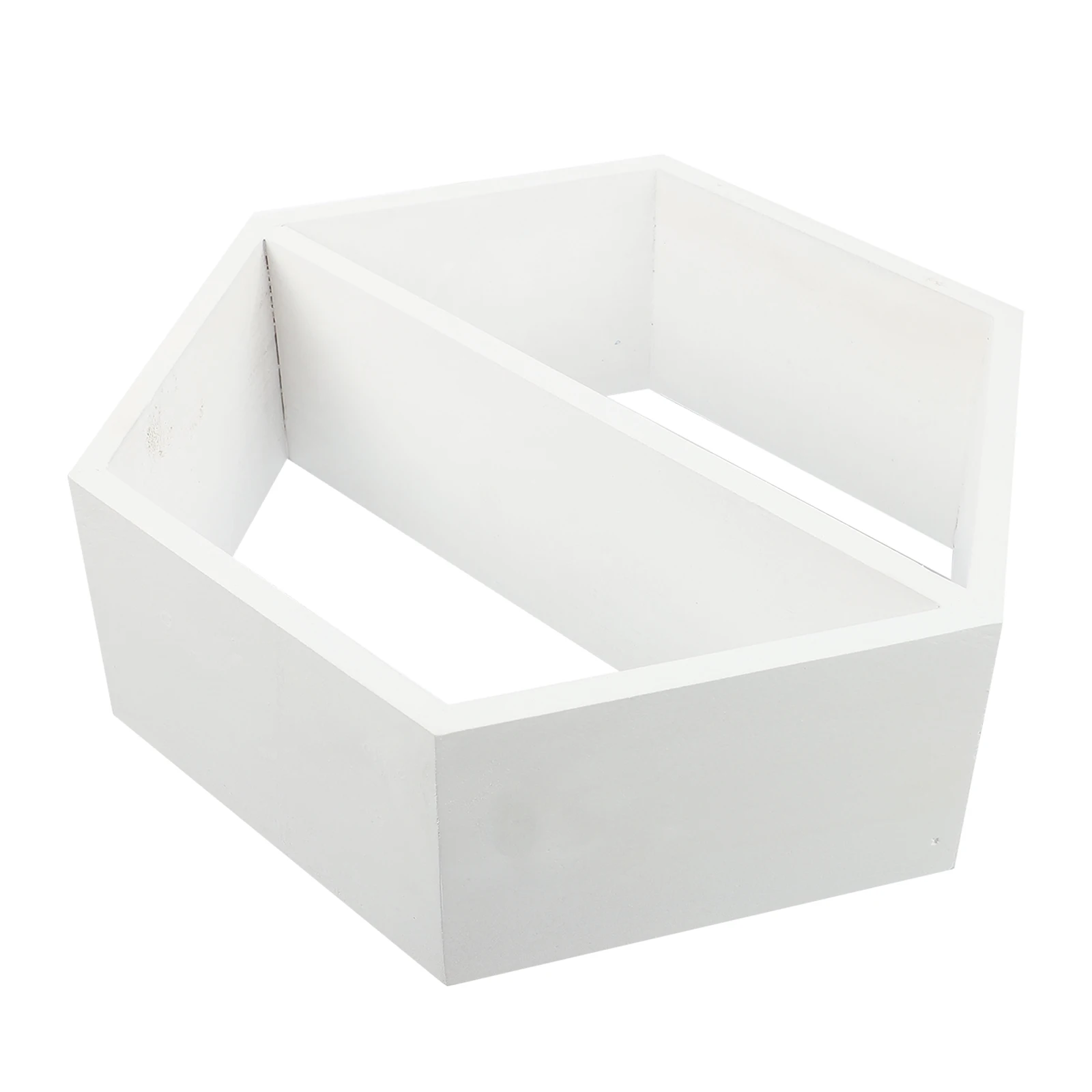 

1pc Hexagon Wooden Wall Shelf Small White Divider Mount Storage Rack Home Decor Wall Mounted Organizer Storage Solution