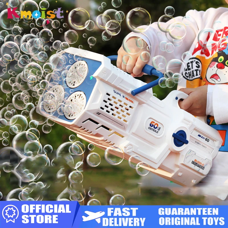 

Bubble Gun Electric Automatic Rocket 60 Holes Soap Bubble Machine Kids Outdoor Wedding Party Toys LED Light Children‘s Day Gift