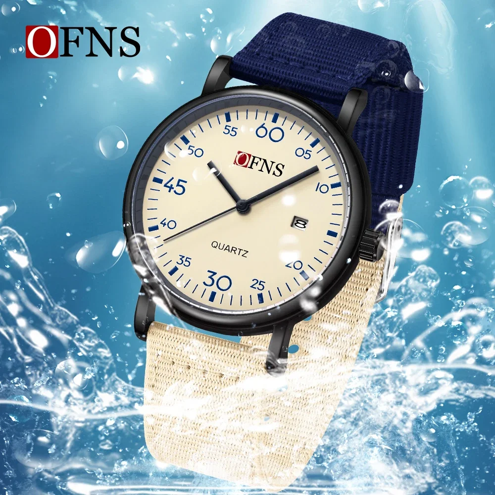 OFNS 1593 Men's Watch 3ATM Waterproof Lightweight Retro Style Color Contrast Trendy Casual Unisex Watch