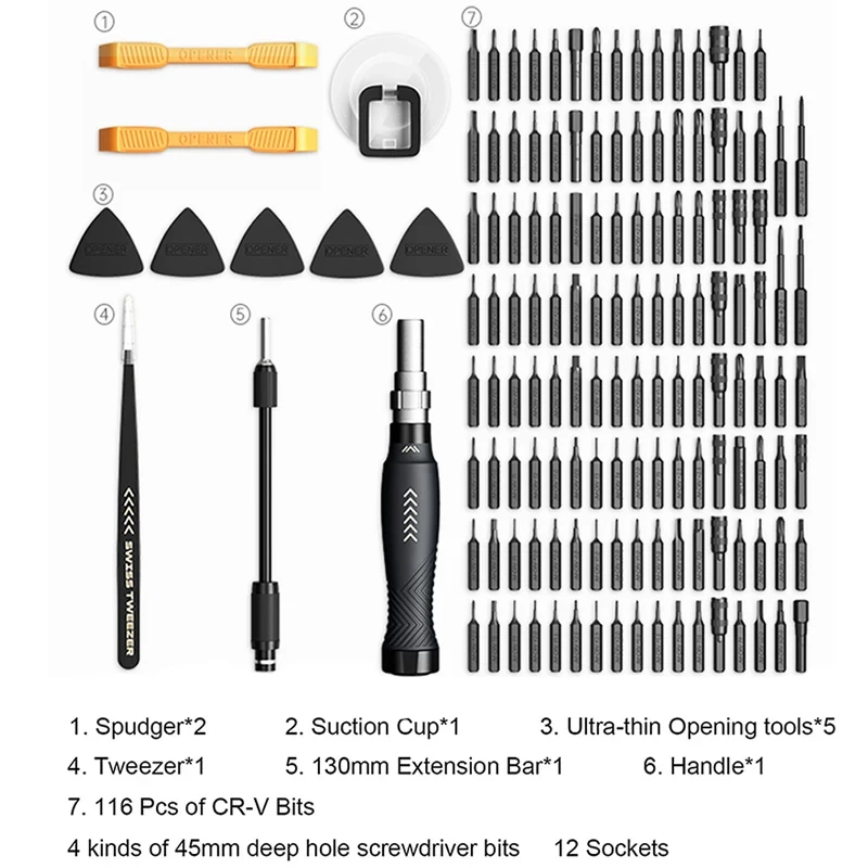 Set di cacciaviti di precisione 145 in 1 Cacciavite magnetico Torx esagonale Phillips Punte CR-V Utensile manuale di riparazione professionale per