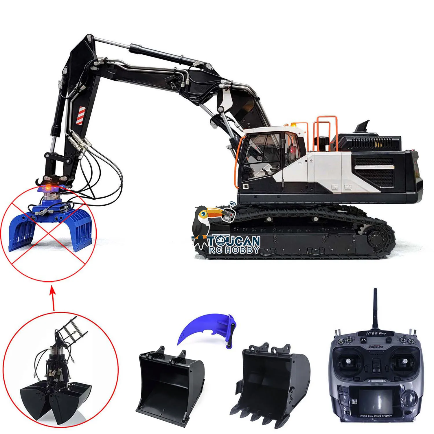 1/14 EC380 Tracked RC Hydraulic Excavator 3 Arms Metal Electric Radio Control Diggers Finished Truck Car Vehicle Toys Model