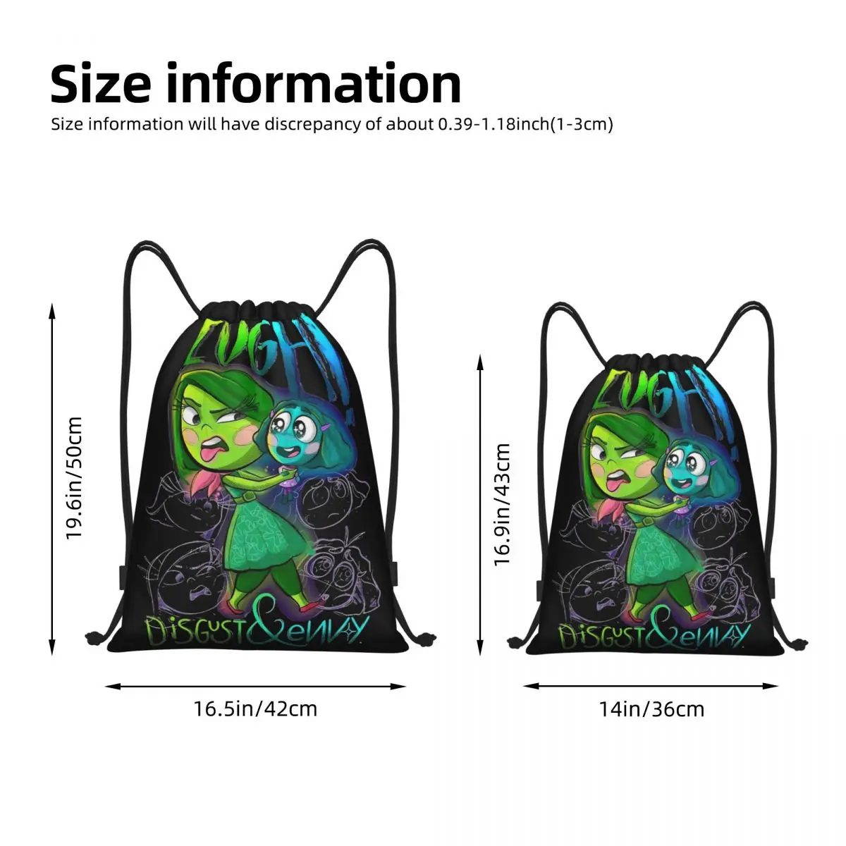 Inside Out Emotions Sadness Drawstring Backpack Gym Sports Sackpack Cartoon String Bags for Hiking