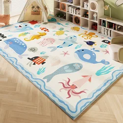 VIKAMA rystal Pile Carpet Room Bedroom Cartoon World Map Underwater World Space Rug Washable Non-slip Carpet Children's Playmat
