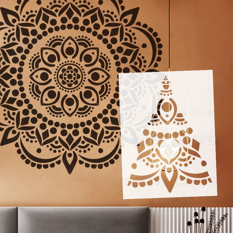 70cm - 110cm Stencil For Painting Decor Wall Decorative Template Furniture Makers Brick Large Mandala Big Round Flower S442