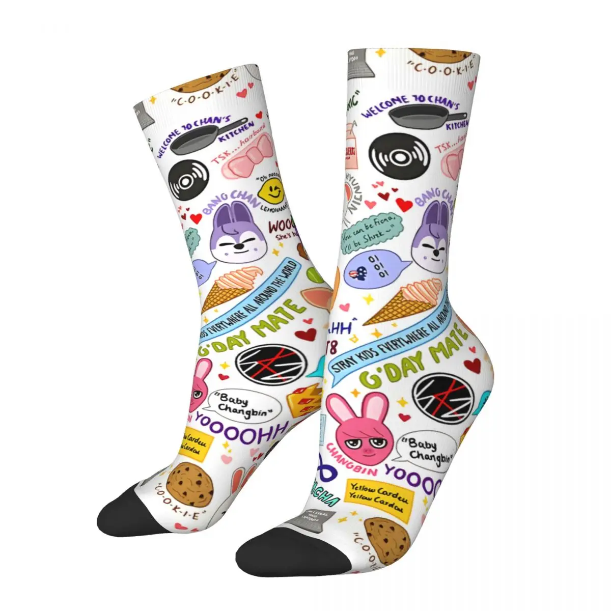 Vintage Updated Skz Doodle Men's compression Socks Unisex Street Style Seamless Printed Novelty Crew Sock