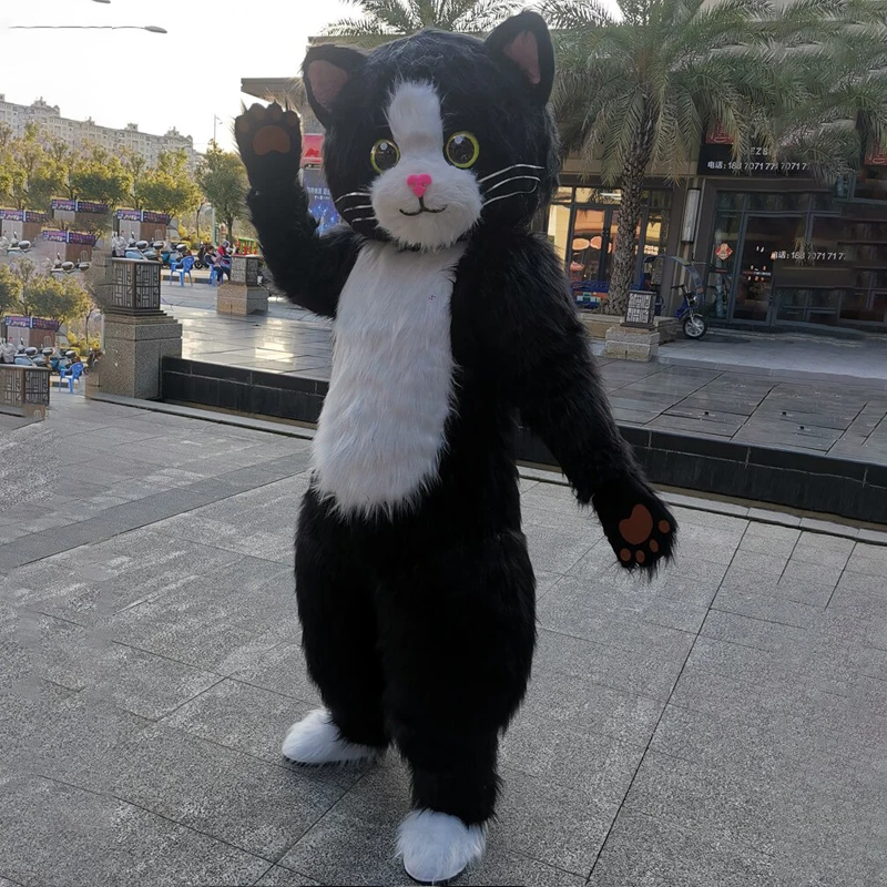 White Cat Fursuit Mascot Costume Inflatable Cartoon Husky Dog Cosplay Dress Suits For Walking Performance Animal Carnival Party