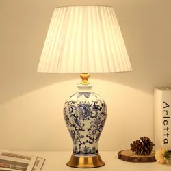 New Chinese Style Porcelain Table Lamp for Living Room Bedroom Bedside Study Hotel Vintage Desk Lamps Indoor Lighting Fixtures