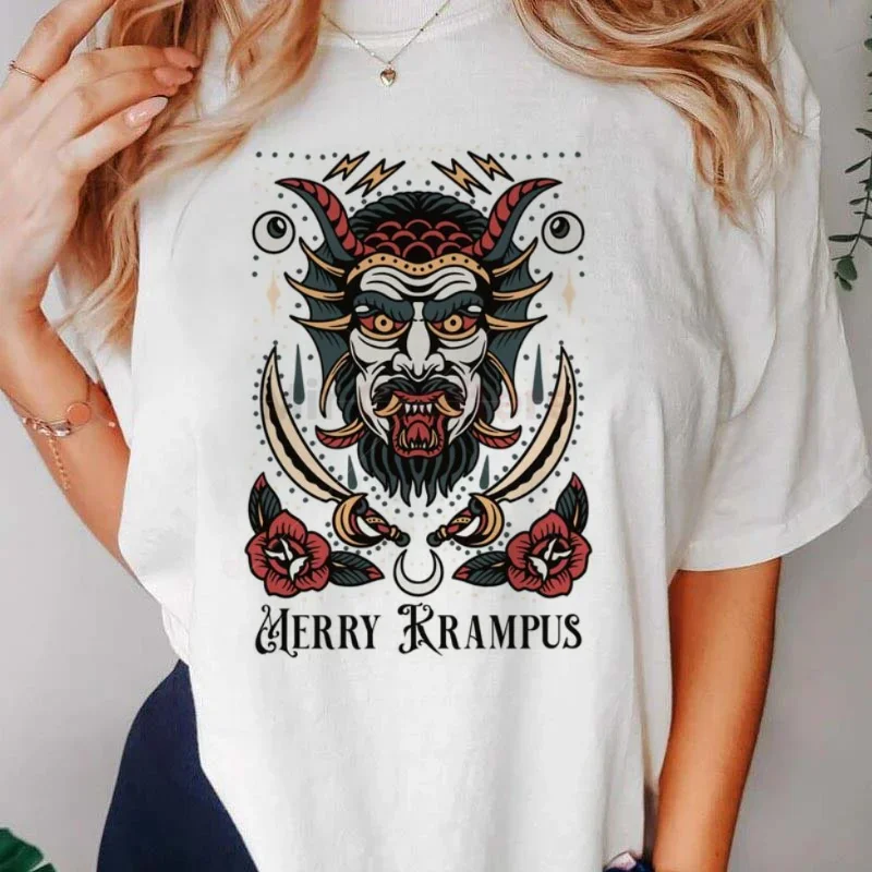 Short Sleeved Women's Cartoon T-Shirt Casual Style Clothing Retro Fashion O-Neck Basic Loose Top Printed Merry Grinchmas T-Shirt