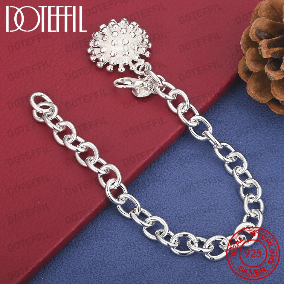 925 Sterling Silber 8-Zoll Zartes Seeigel-Armband für Damen, Party- und Hochzeitsgeschenk, Schmuckzubehör