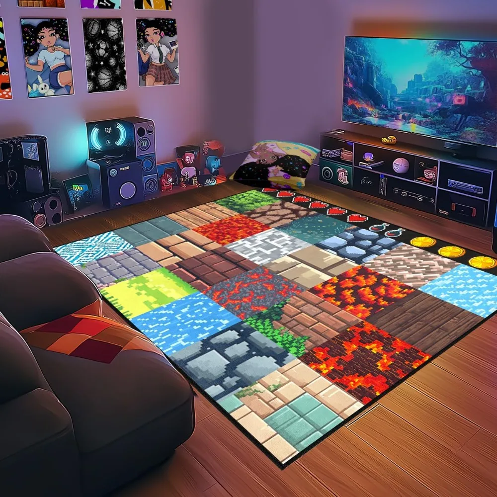 

Game Room Rug - Video Game Block Theme Carpet Boys Room Decor for Bedroom Large Gaming Floor Mat Rugs for Boys Bedroom Playroom,