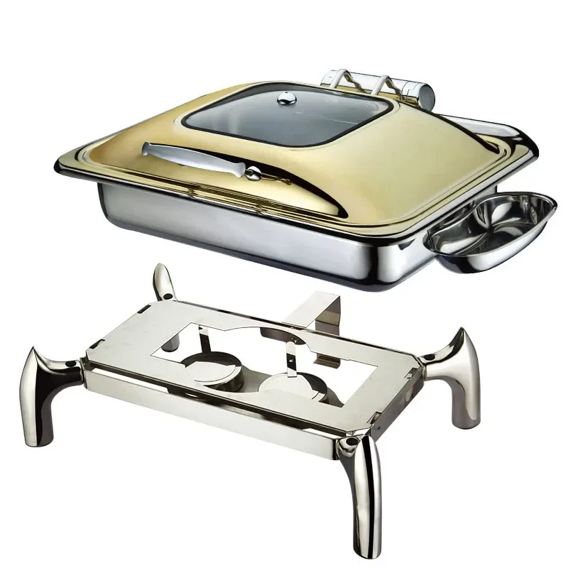 18/18 Gold-plated high-end buffet stove, Hotel swing-away electric hot plate, stainless steel insulation oven, food preservation