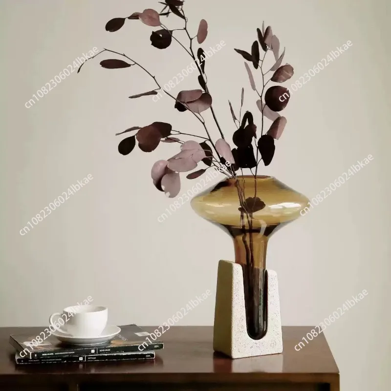 Light Luxury Medieval Glass Vase Living Room Tabletop Floral Decor Ornament