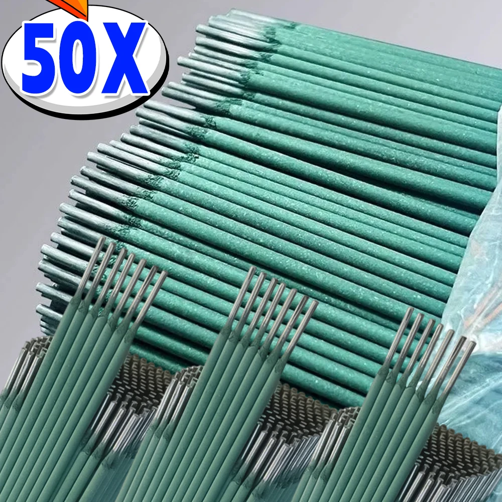 

10/50 шт. зеленые сварочные стержни, электросварочный припой, электроды с низкой температурой плавления и покрытием, универсальная сварочная палочка из углеродистой стали
