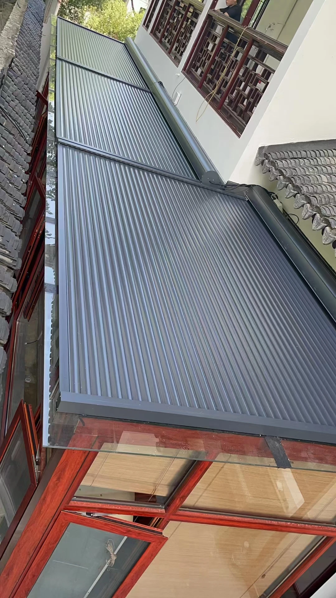 Waterproof Patio Canopy, Aluminum Frame Polyester Patio Roof Cover, 310x25x25 Windproof Outdoor Shade Sail, Balcony Sunshade
