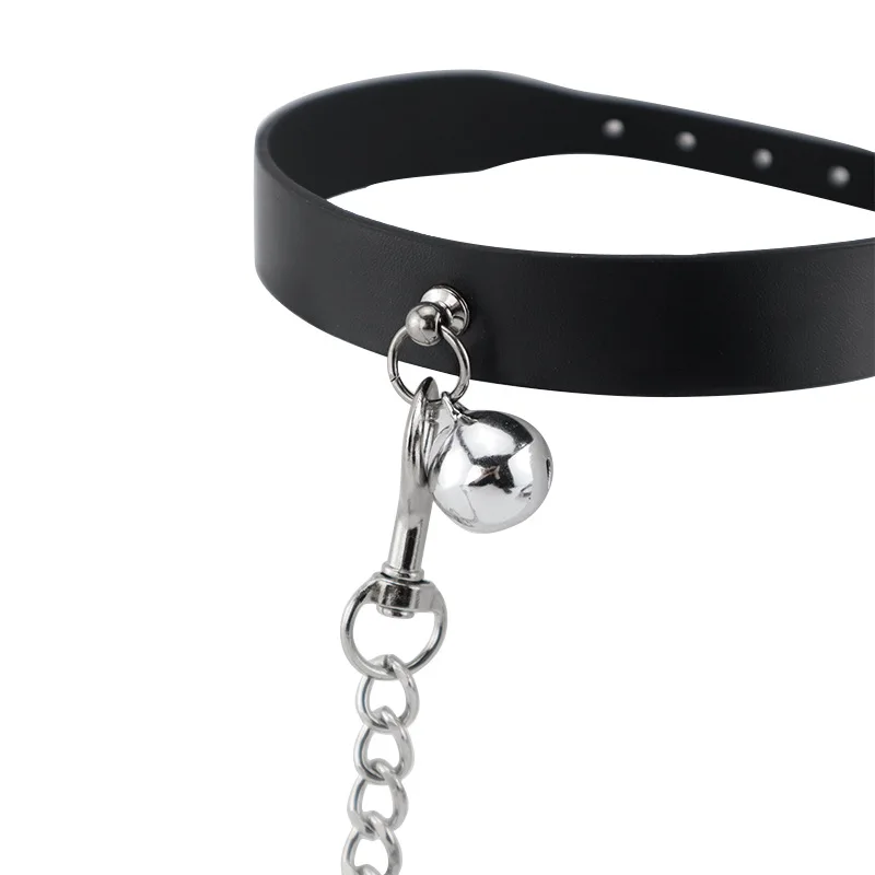 SM جرس طوق مع المقود بولي Leather الجلود المختنق للأزواج الخاضع التدريب BDSM والعتاد Petplay الوثن لعبة النساء الجنس التبعي