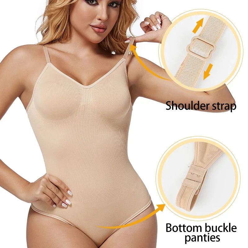 Women Backless V-Neck Shapewear Bodysuits Tank Tops Corset Shapers Seamless Camisole Tummy Control Body Shapers Thong Underwear