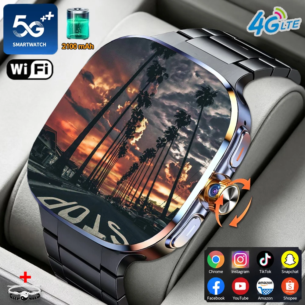4G/3G Full Network Smart Watch 720*720 AMOLED HD Screen 16GB+256GB RAM Video Call HD Camera GPS WIFI Google 2100 mAh Smartwatch