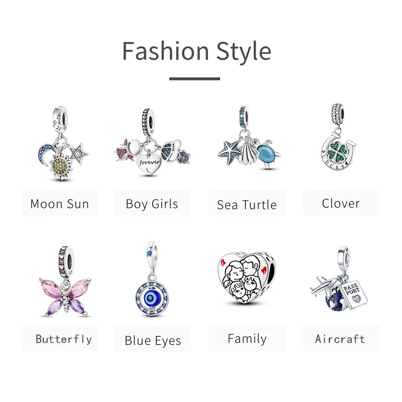 Charms Fit Pandora 925 Silver Original Bracelet Luminous Firefly Butterfly Turtle Feather Blue Eyes Beads DIY Daily Jewelry Gift