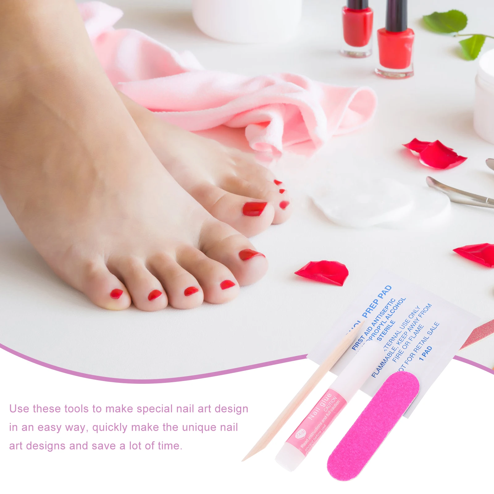 

10 set Stickers Fake Manicure Accessories File Wooden Stick False Wearing Supplies Art Tools Manicure Kit Sticker Kit