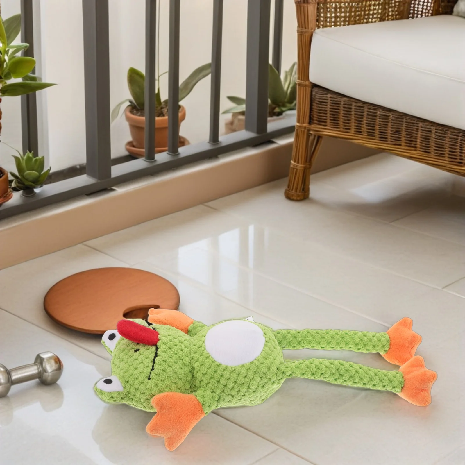 

Squeaky Dog Stuffed Frog Chew Molar Training Interactive Puppy Bite Resistant Durable Pet For Small Dogs Indoor Outdoor Play