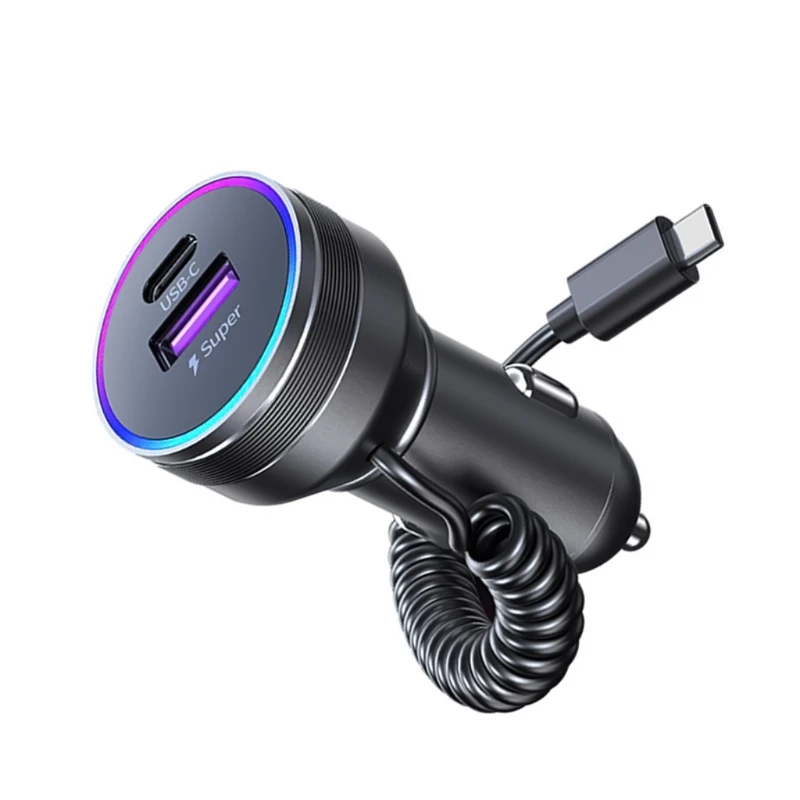 Intelligent Car 52.5W Rapid Car Charging Solution Vehicles Super Fast Charging Adapter with Colorful LED Light