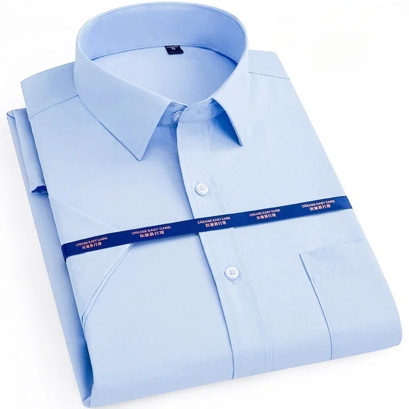 

Business Dress Shirt Men Short Sleeve Autumn Spring Fashion Casual Formal White Work Office Simple Basic Man Clothe 6XL 7XL