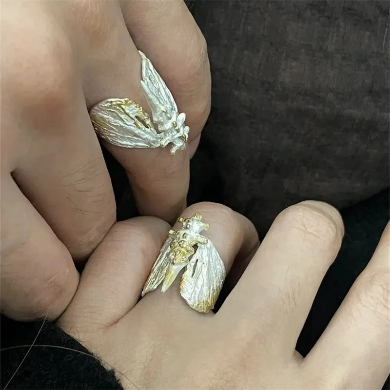 New Arrive -Burn White Technology Halo Dyeing Gold Color Moth Ring UNISEX Exclusive Gifts for Friends Ring Jewelry Accessories