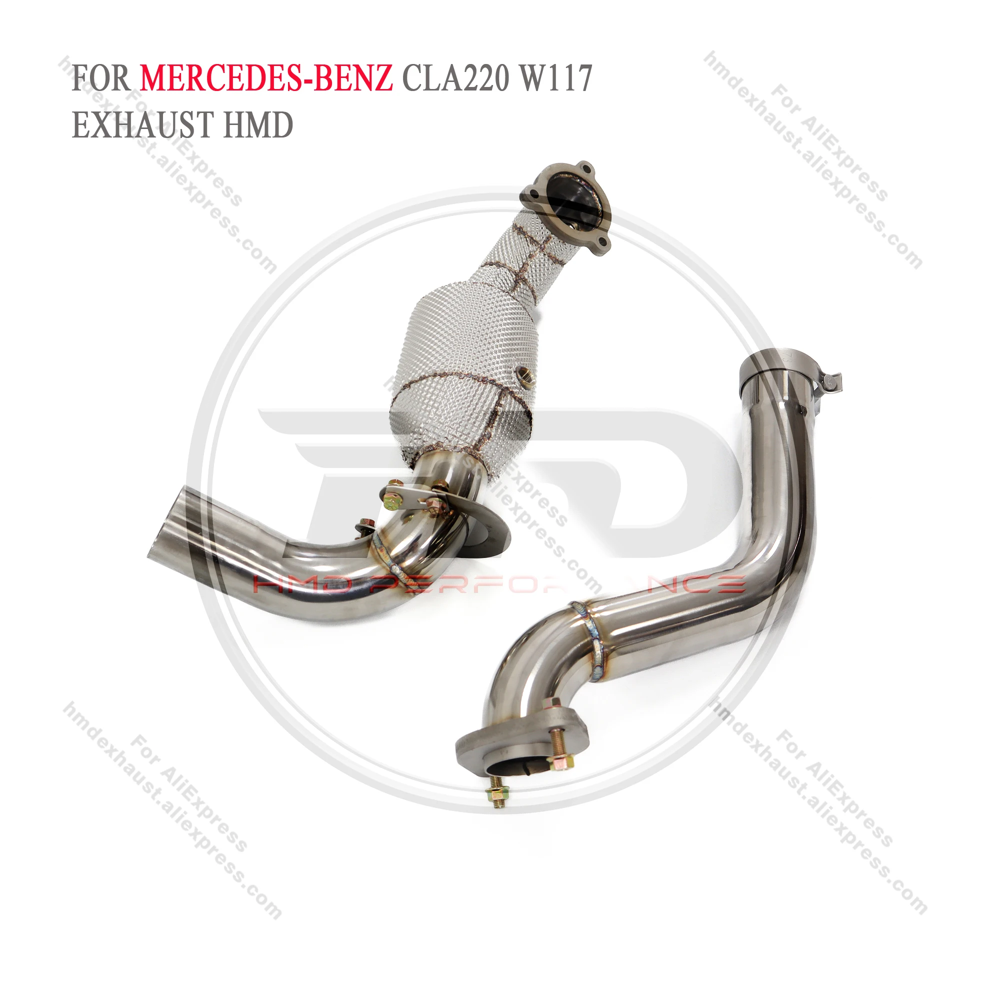 HMD stainless steel exhaust system downpipe high flow baffle is suitable for Mercedes Benz CLA220 w117 auto parts