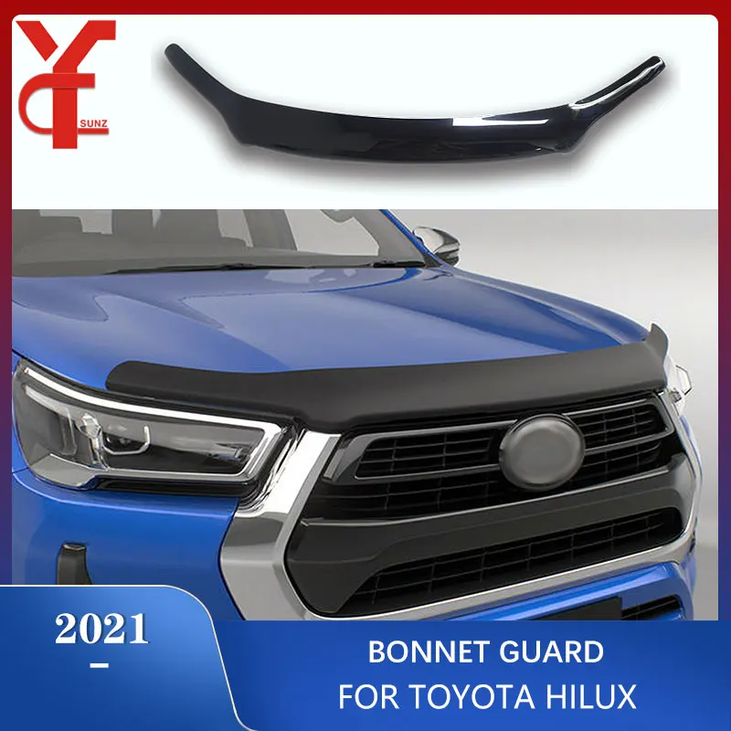 

Car Bonnet Protector For Toyota Hilux 2021 accessories Acrylic Slim Hood Deflector Tinted Guard Bug Shield New Car-Stylings